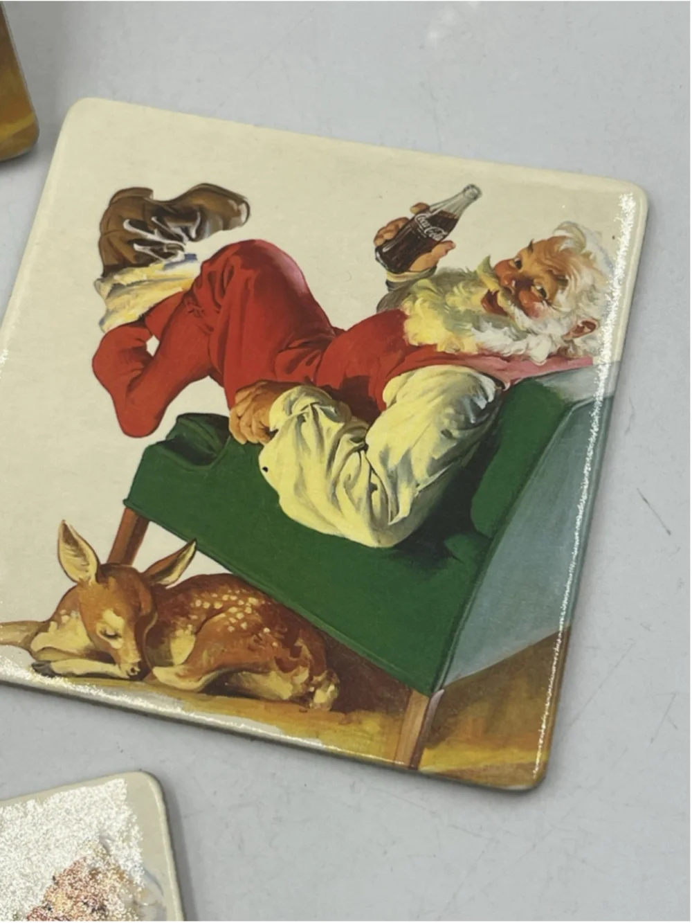2000 Coca-Cola Cork Trivet Coaster Santa Claus in Armchair Lot of 4 NICE